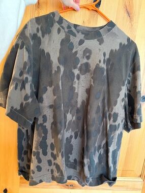 Abercrombie and Fitch Heavyweight Cropped Tee, Dark Brown Pattern, size L